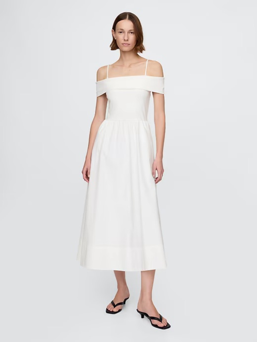 Gap Mixed Media Off-Shoulder Midi Dress Small